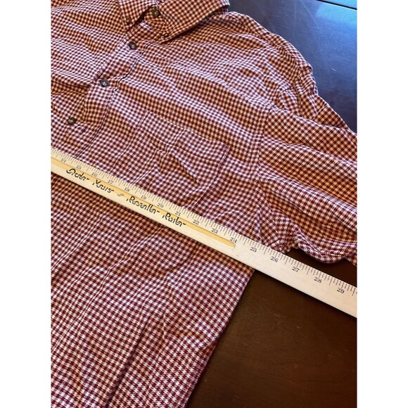 Mens Eddie Bauer AKA Red & White Checkered Cotton Shirt XL Long Sleeve Button-Up - Picture 6 of 8